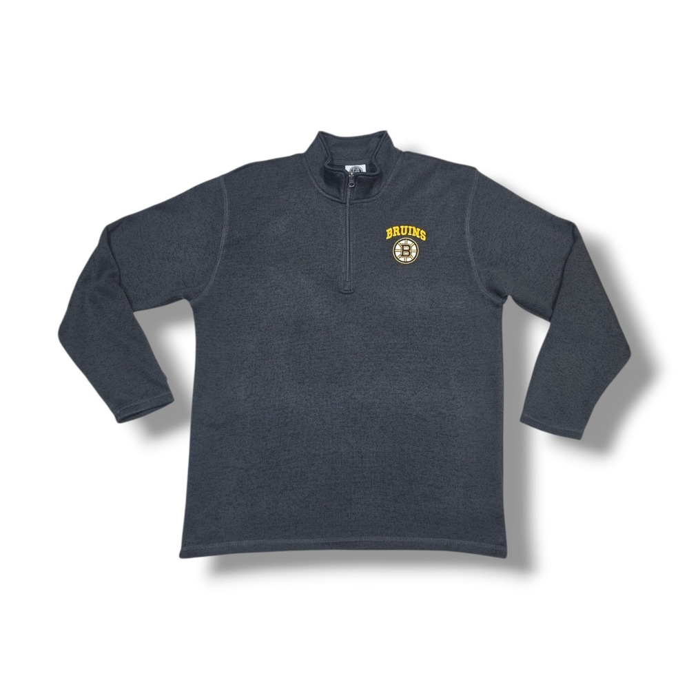 NHL Official Boston Bruins Quarter Zip Pullover Dark Gray‎ Sweatshirt Men's L